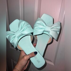 Mint green bow Flats